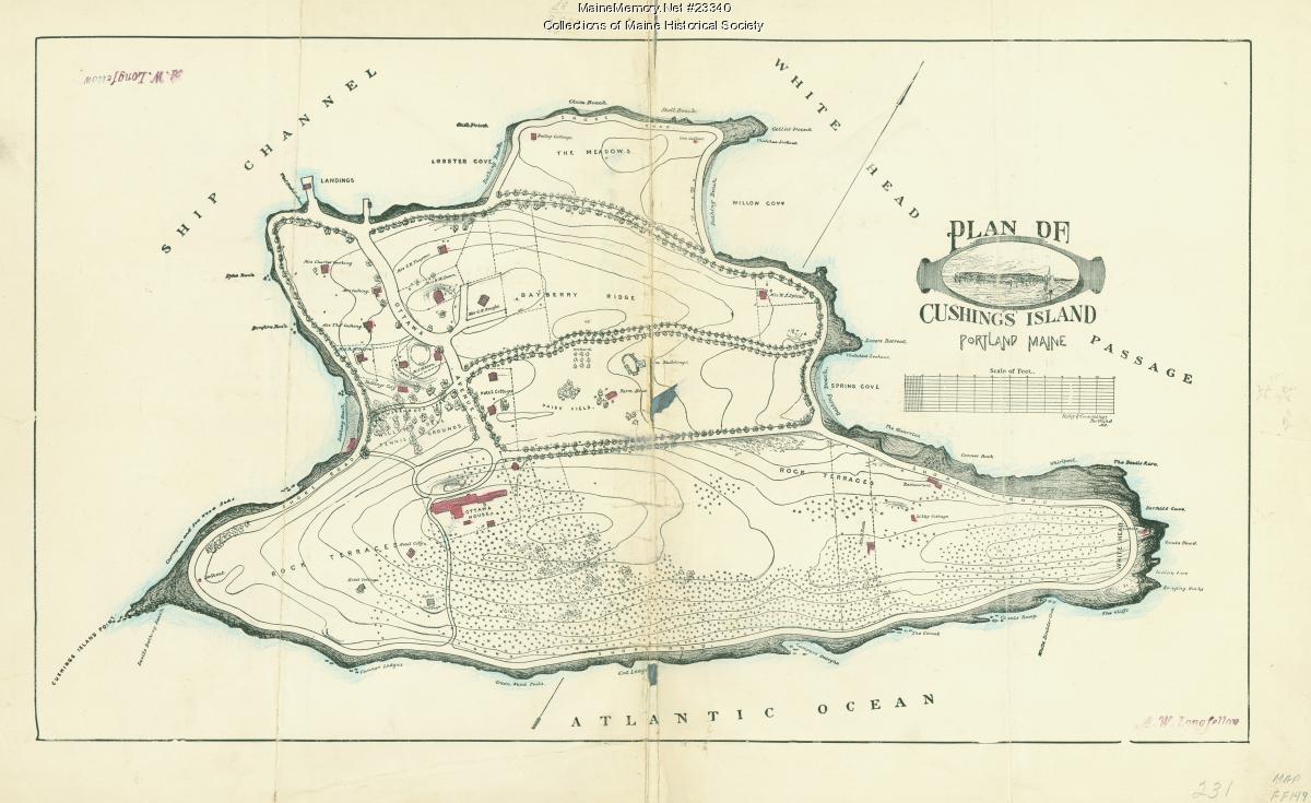 Plan of Cushing's Island (Longfellow, 1885)